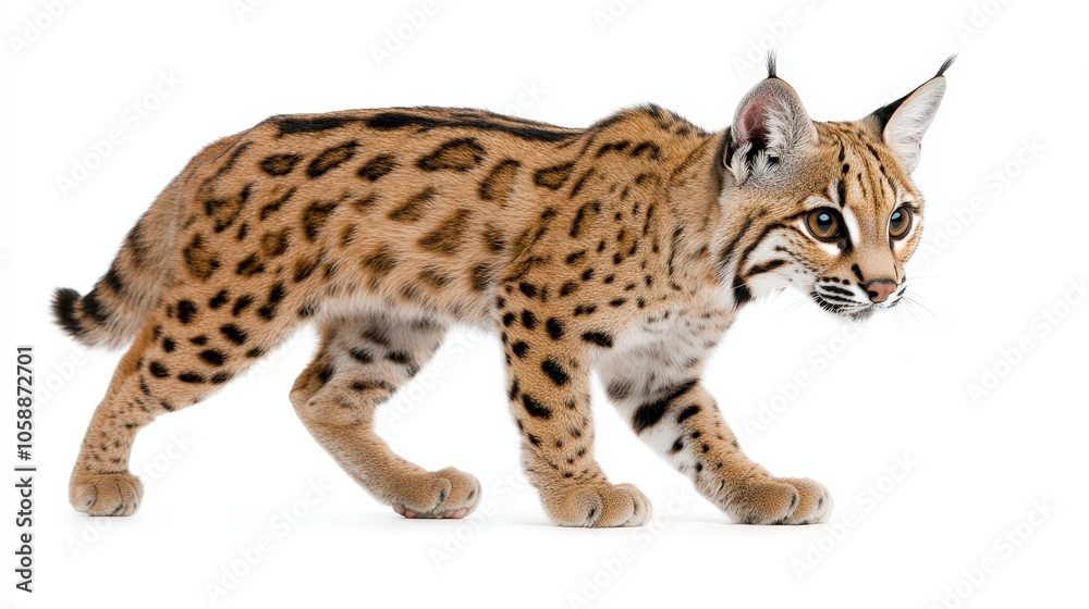 Wild Lynx Walking Isolated on White Background Feline Predator Nature Wildlife Animal Wild Lynx Walking Isolated on White Background Feline Predator Nature Wildlife Animal