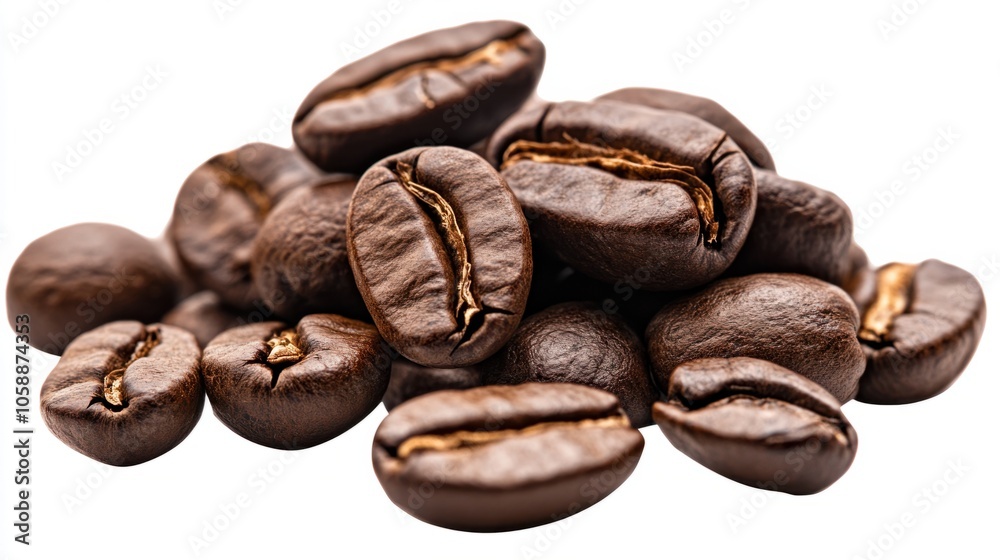 Cluster of coffee beans with a warm, textured look, perfect for coffee enthusiasts, isolated on transparent background Cluster of coffee beans with a warm, textured look, perfect for coffee enthusiasts, isolated on transparent background