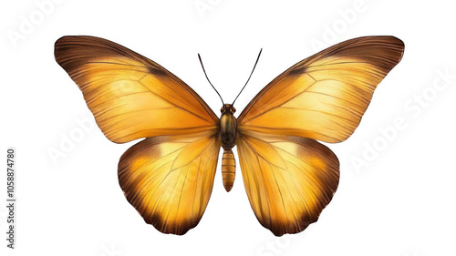 Photo of a vibrant isolated butterfly in different collors hues, highly detailed wings  on a transparent background photo