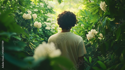 An Inspirational Nature Walk Representing Catharsis and Emotional Renewal Amidst Lush Greenery photo