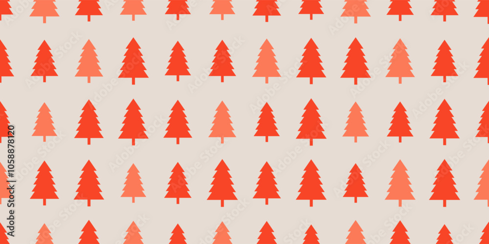 Rows of Many Red and Pink Pine Trees of Various Sizes on Beige Background - Texture, Vector Design Rows of Many Red and Pink Pine Trees of Various Sizes on Beige Background - Texture, Vector Design