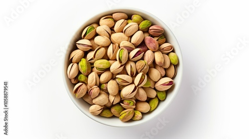 nuts bowl of pistachios on white background