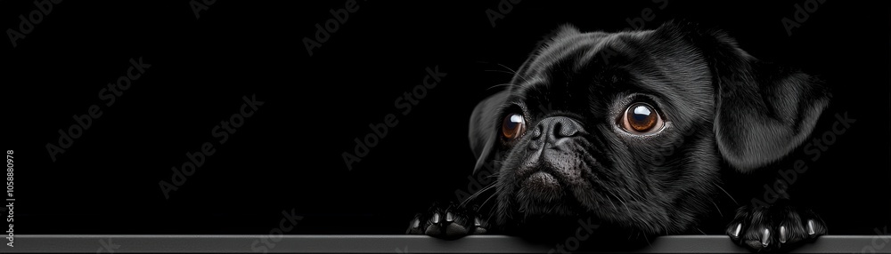 Adorable Black Pug Dog Sleeping with Tongue Out on Cushion Adorable Black Pug Dog Sleeping with Tongue Out on Cushion