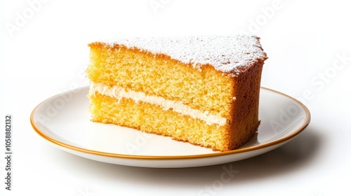 Delicious slice of classic victoria sponge cake on a plate