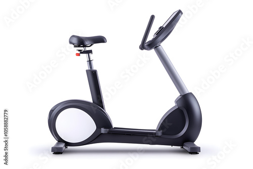 Modern low-impact elliptical trainer machine with adjustable resistance and digital display for tracking workout progress isolated on white
 photo