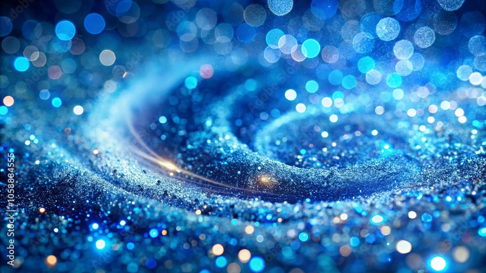 A swirling blue nebula of glitter, reflecting light in a celestial dance. A swirling blue nebula of glitter, reflecting light in a celestial dance.