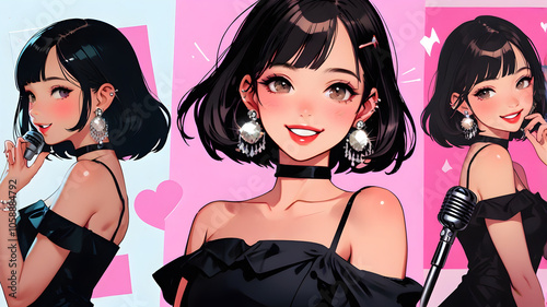 women smilling, smiling women , anime smiling illustrations, smiling anime girls, cute anime girls, Anime girl smilling, AI generative, Ai anime Wallpaper, ai generative anime	 photo