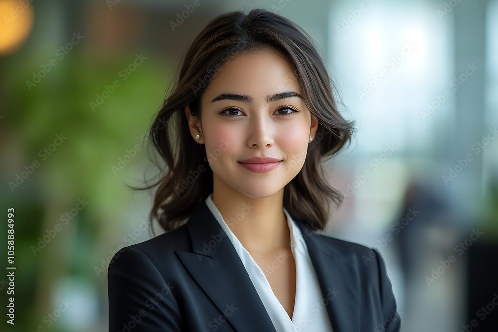 Young Female Entrepreneur with Determined Look and Stylish Blazer