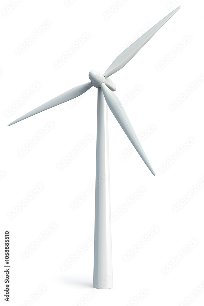 White wind turbine isolated on white background White wind turbine isolated on white background