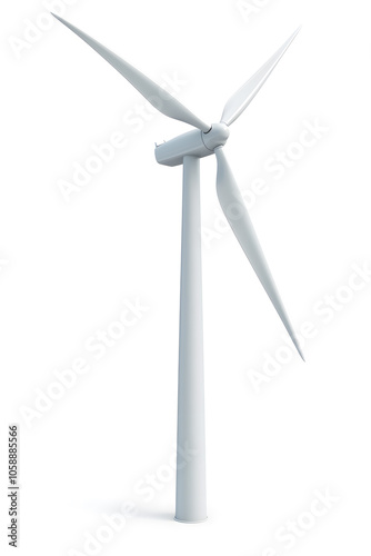 White wind turbine isolated on white background 