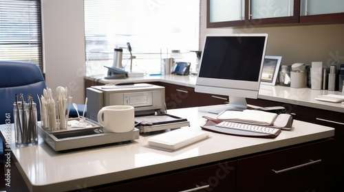 clean dentist office desk