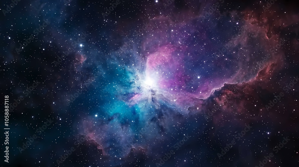 A vibrant nebula with swirling clouds of gas and dust, illuminated by the glow of distant stars. A vibrant nebula with swirling clouds of gas and dust, illuminated by the glow of distant stars.