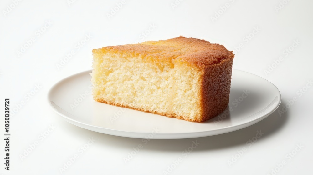 Delicious slice of classic homemade sponge cake on white plate Delicious slice of classic homemade sponge cake on white plate