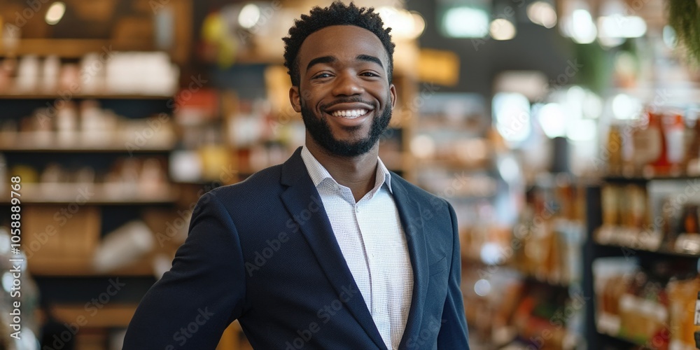 Fototapeta premium Man in Suit Standing in Store