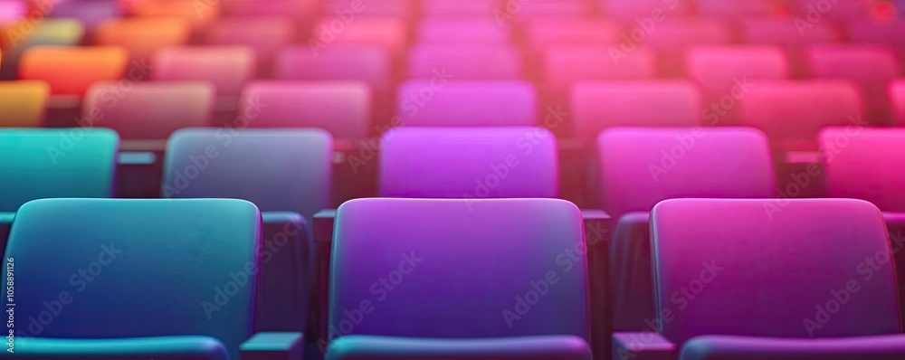 Colorful seating arrangement in a vibrant, modern venue.