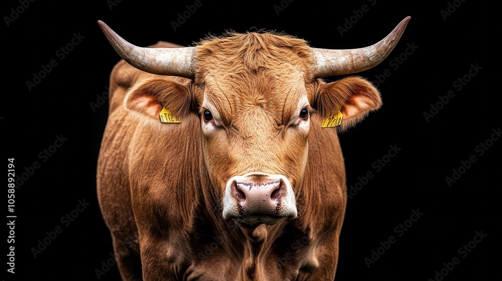 Bull Stands Tall, Ready to Charge with Strength