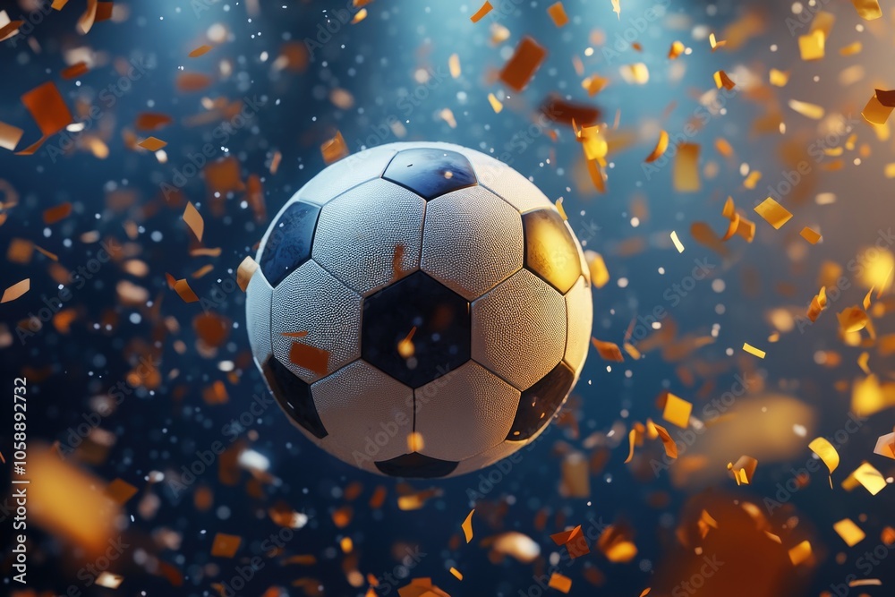Fototapeta premium Soccer Ball in Confetti