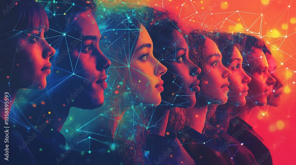 Obraz premium Exploring identity through diverse perspectives and technological connections
