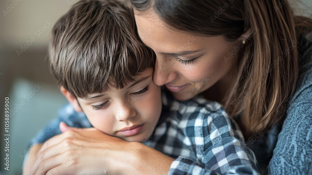 A parent comforting a child, using their life experiences to guide emotional responses A parent comforting a child, using their life experiences to guide emotional responses
