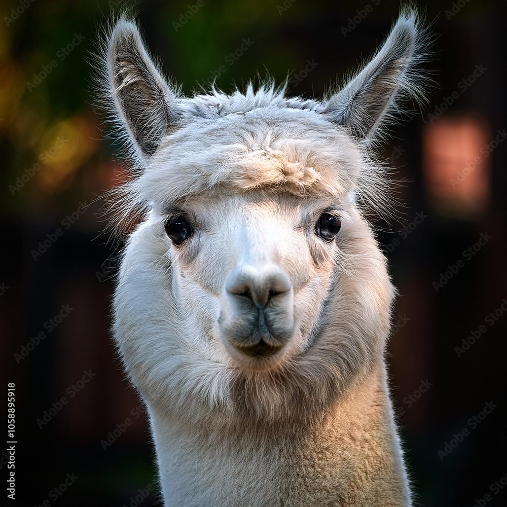 Obraz premium white alpaca close up photography zoo