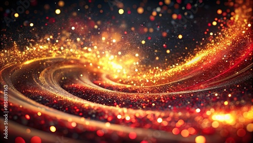 A Dance of Light and Dust, a Whirlwind of Golden Sparkles and Red Hues, a Symphony of Abstract Illumination