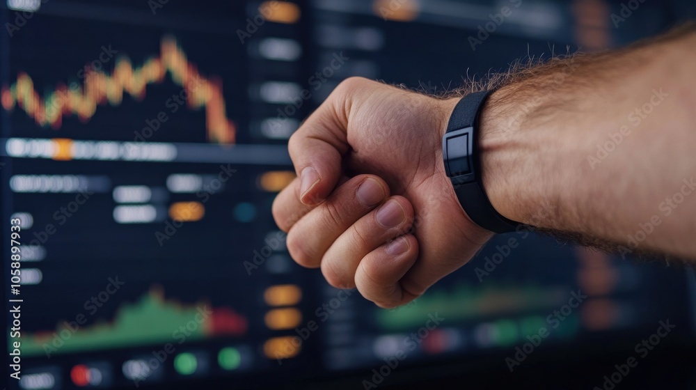 Close-Up of Hands Shaking on Advanced Trading Screen Close-Up of Hands Shaking on Advanced Trading Screen