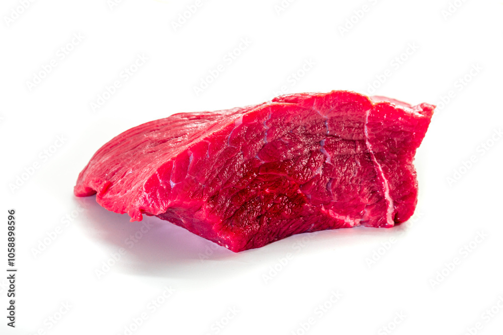 Obraz premium Raw beef meat isolated on white background. Food concept