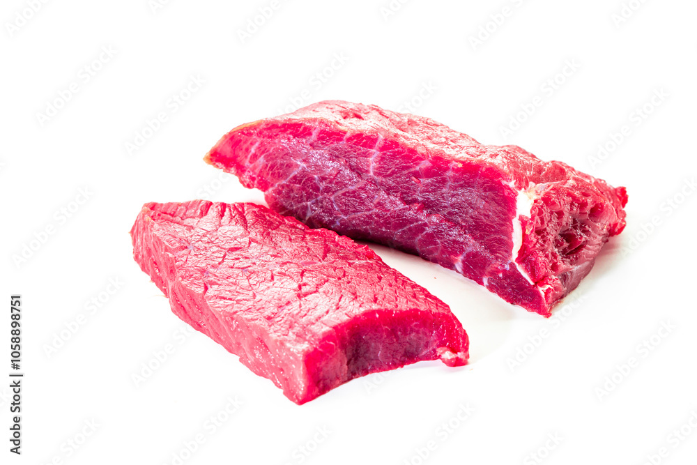 Fototapeta premium Raw beef meat isolated on white background. Food concept