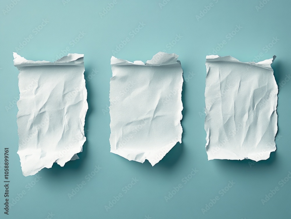 Obraz premium White papers on blue background