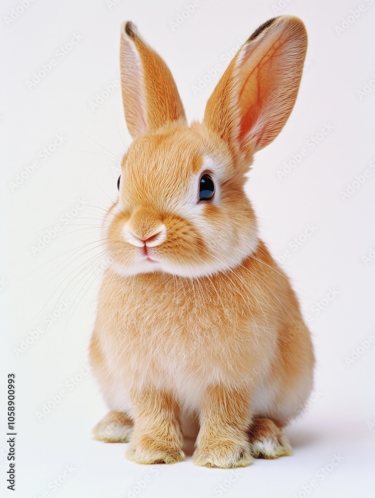 Fototapeta premium Brown Rabbit on White Surface