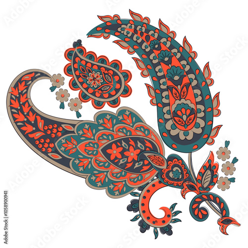 Vector paisley pattern. Vintage flowers Decorative ornament card, invitation, web design
