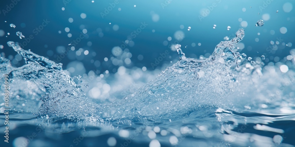 A burst of water splashes against a blue backdrop, creating liquid waves accompanied by tiny particles. The dynamic scene captures the essence of water in motion. A burst of water splashes against a blue backdrop, creating liquid waves accompanied by tiny particles. The dynamic scene captures the essence of water in motion.