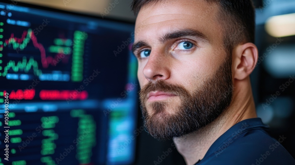 Focused Business Professional Analyzing Real-Time Data Focused Business Professional Analyzing Real-Time Data