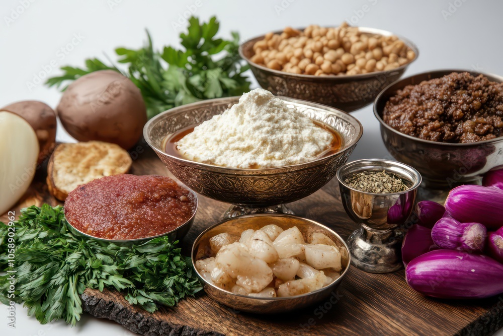 Traditional Passover haroset displayed with its ingredients. Traditional Passover haroset displayed with its ingredients.