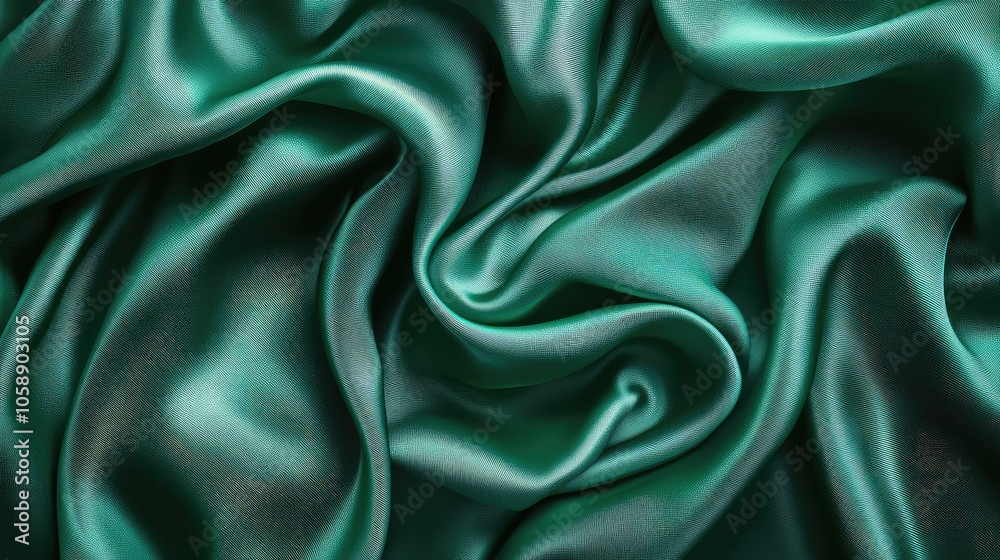 Fototapeta premium Elegant Green Satin Fabric Texture Background