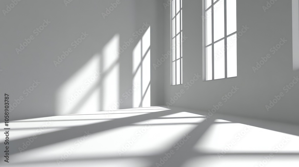 Obraz premium Bright Minimalist Room with Shadows and Sunlight