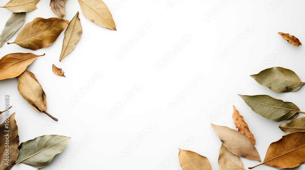 Dried Leaves on a Light Background for Creative Use Dried Leaves on a Light Background for Creative Use