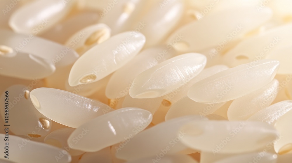 Close-up Macro Photograph of White Rice Grains Close-up Macro Photograph of White Rice Grains