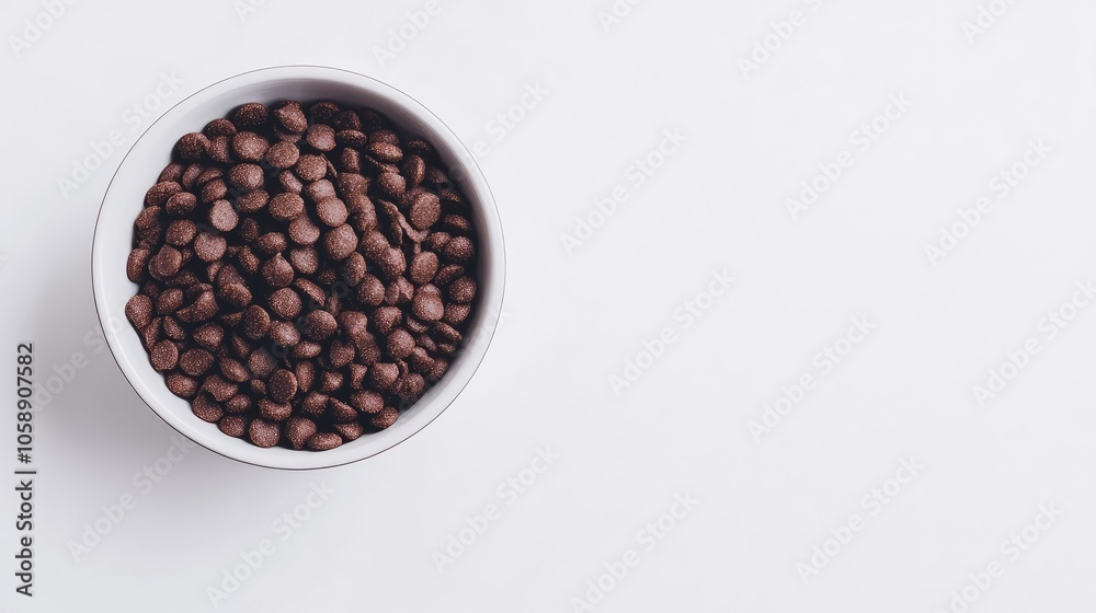 Chocolate Candy in White Bowl on Light Background