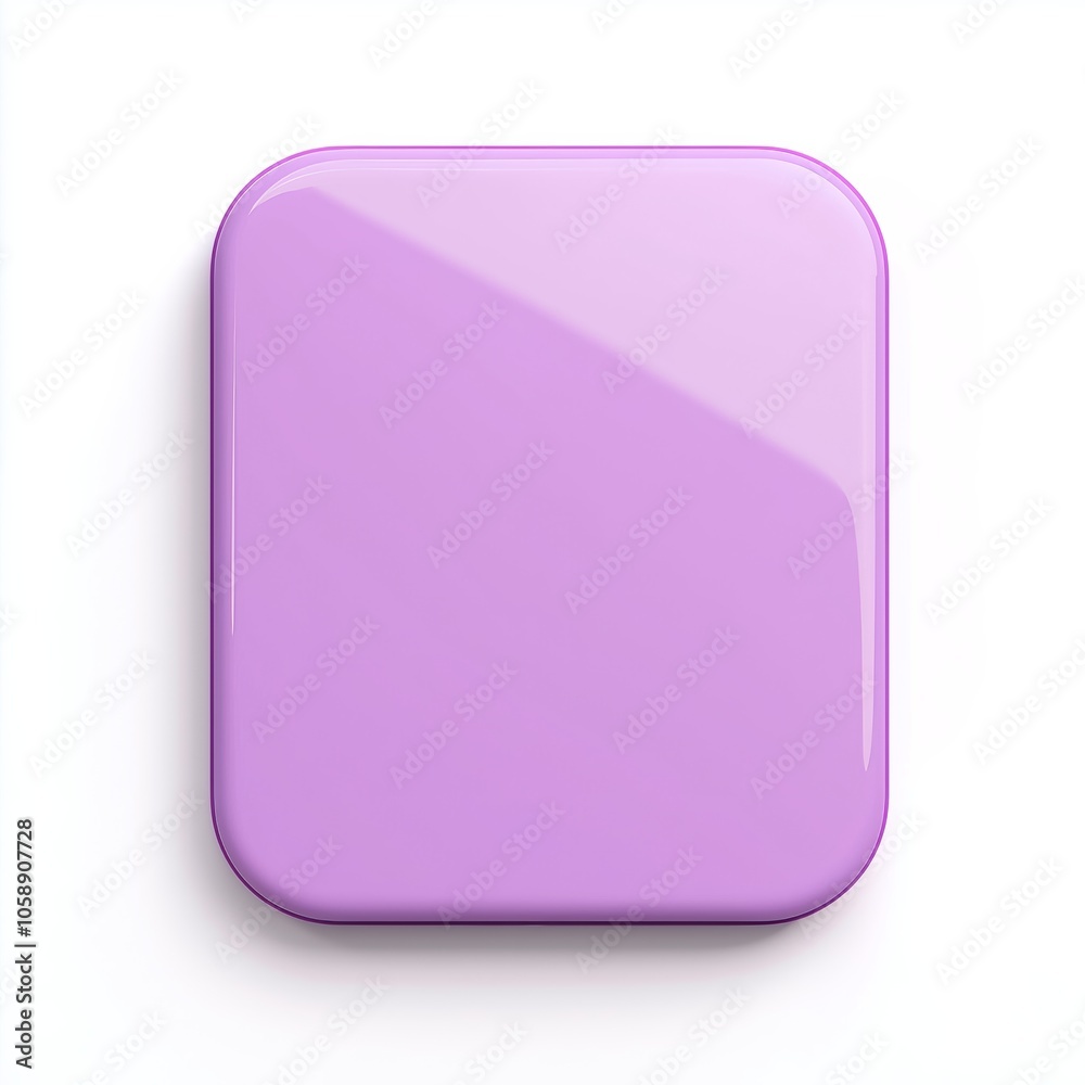 Blank Mobile application icon, button - violet square with round corners. 3d rendering, white background Blank Mobile application icon, button - violet square with round corners. 3d rendering, white background