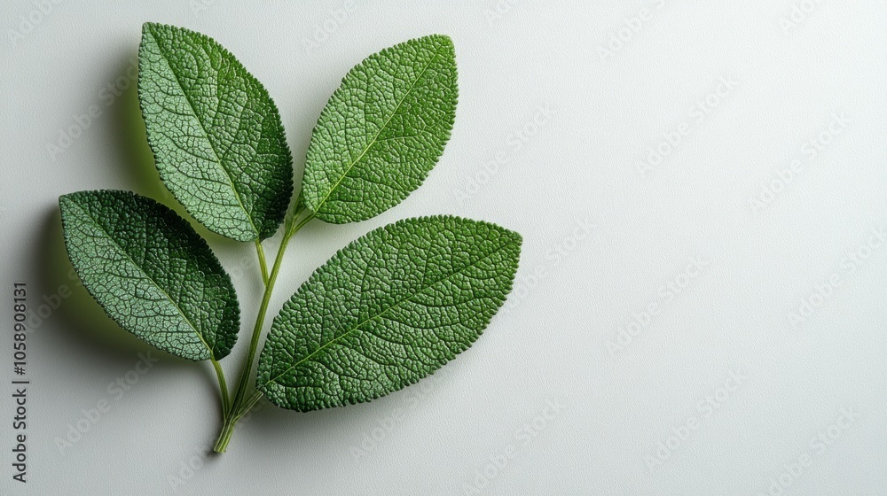Green Leaves on a White Background Green Leaves on a White Background