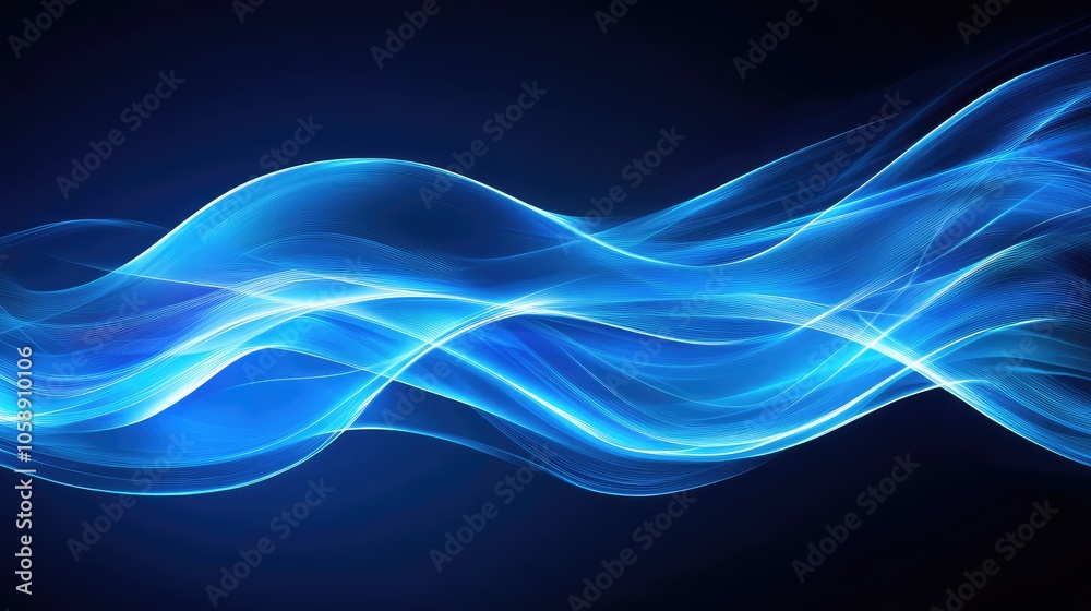 Dynamic Blue Wave Pattern on Dark Background Dynamic Blue Wave Pattern on Dark Background