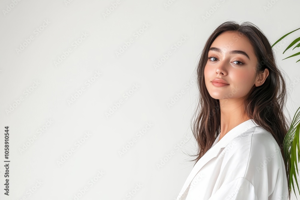 Confident Fashion Entrepreneur Showcasing Her Latest Collection in Elegant Studio Portrait Confident Fashion Entrepreneur Showcasing Her Latest Collection in Elegant Studio Portrait