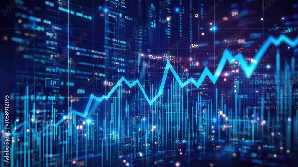 Blue Digital Graph Representing Financial Growth Trends Blue Digital Graph Representing Financial Growth Trends