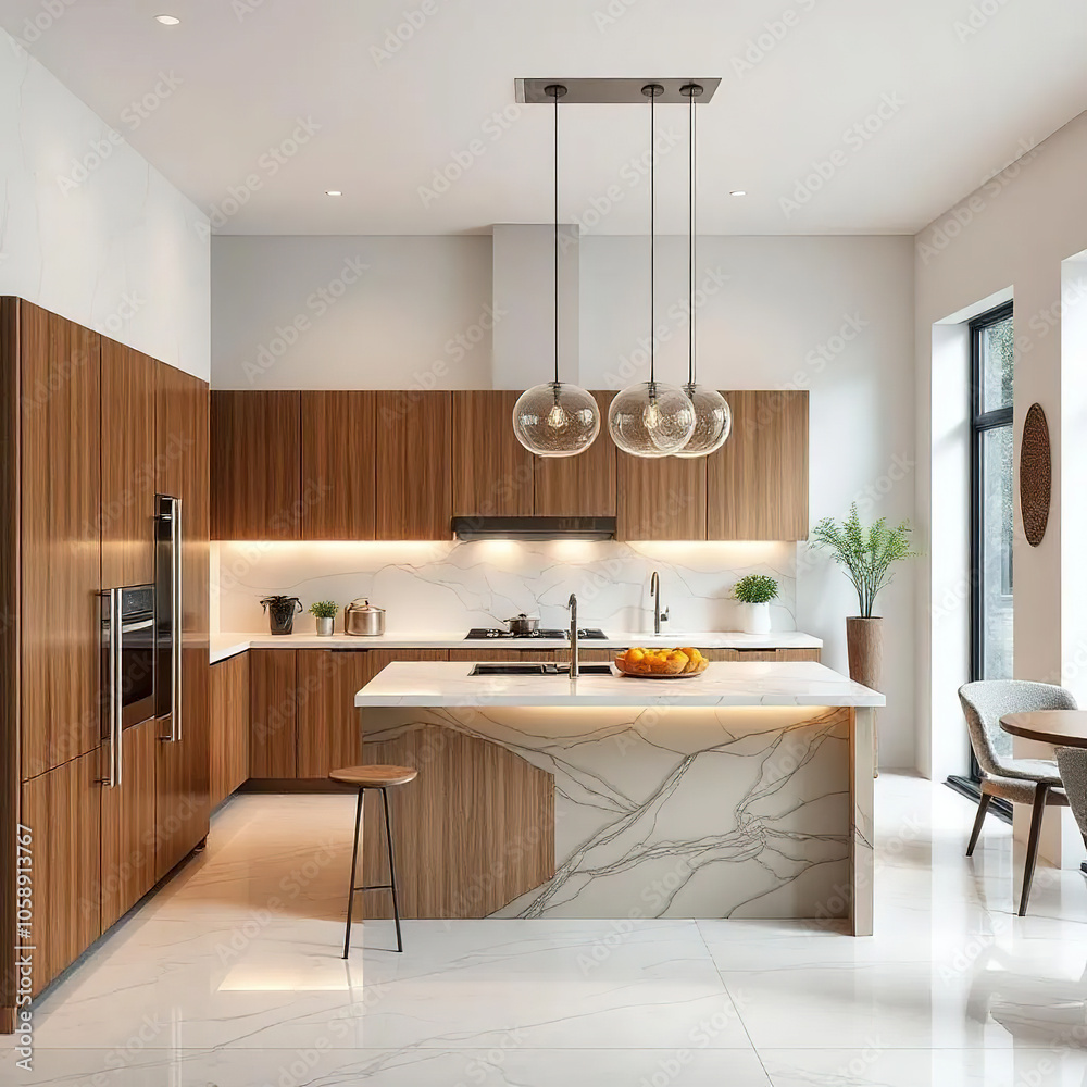 Modern luxury kitchen interior in minimal scandinavian style Modern luxury kitchen interior in minimal scandinavian style