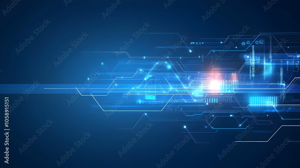 Abstract blue digital technology background with glowing lines and data. Abstract blue digital technology background with glowing lines and data.