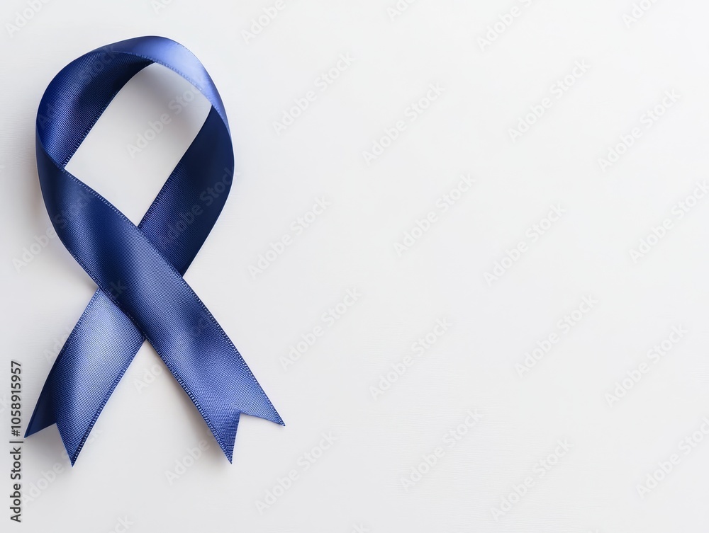 Elegant blue ribbon isolated on bright white canvas backdrop Elegant blue ribbon isolated on bright white canvas backdrop