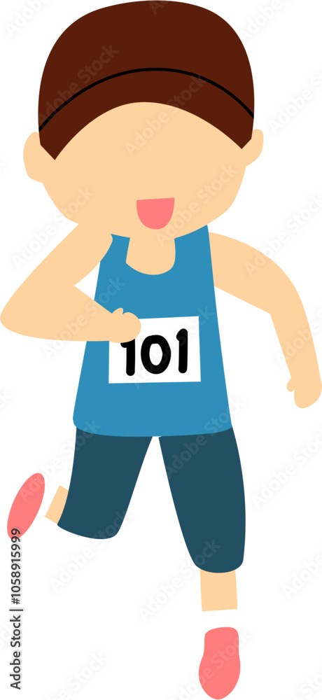 Smiling Runner with Bib Number 101 Smiling Runner with Bib Number 101