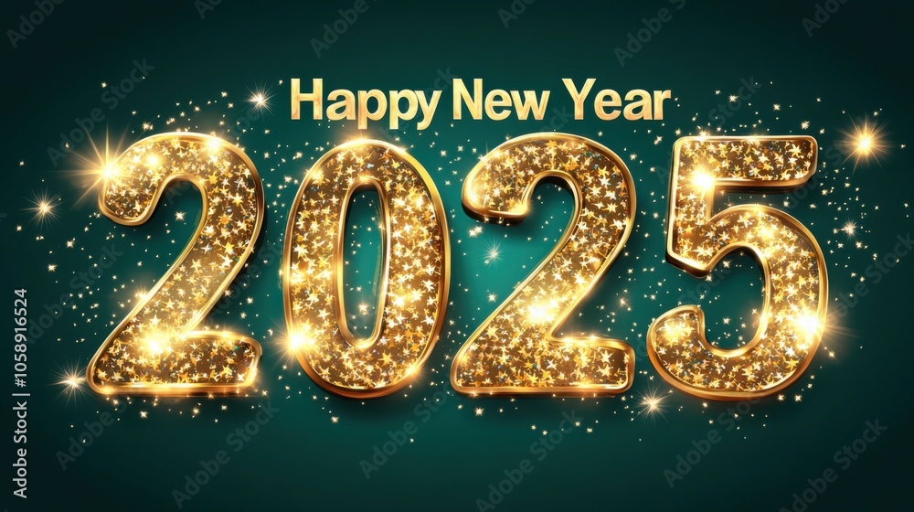 Stylish Gold Happy New Year 2025 Celebration Design Stylish Gold Happy New Year 2025 Celebration Design