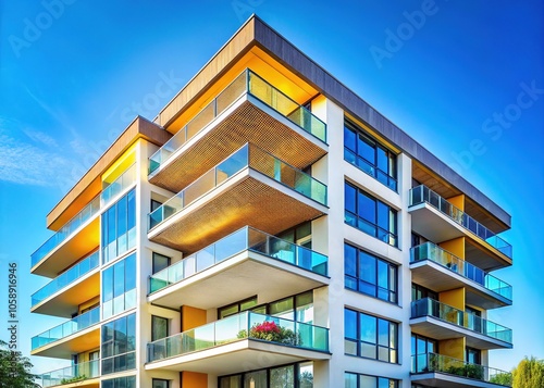 Modern Apartment Building Facade - Minimalist Design, Glass and Concrete